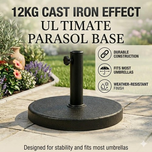 Black 12kg resin parasol base - black,
